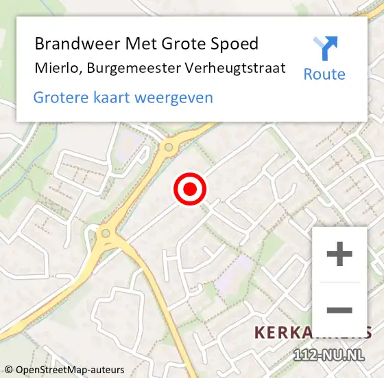 Locatie op kaart van de 112 melding: Brandweer Met Grote Spoed Naar Mierlo, Burgemeester Verheugtstraat op 25 juli 2020 15:31