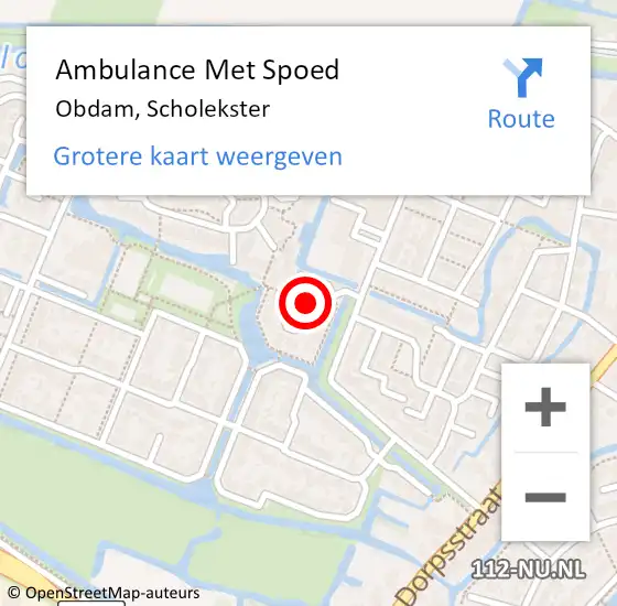 Locatie op kaart van de 112 melding: Ambulance Met Spoed Naar Obdam, Scholekster op 25 juli 2020 15:52