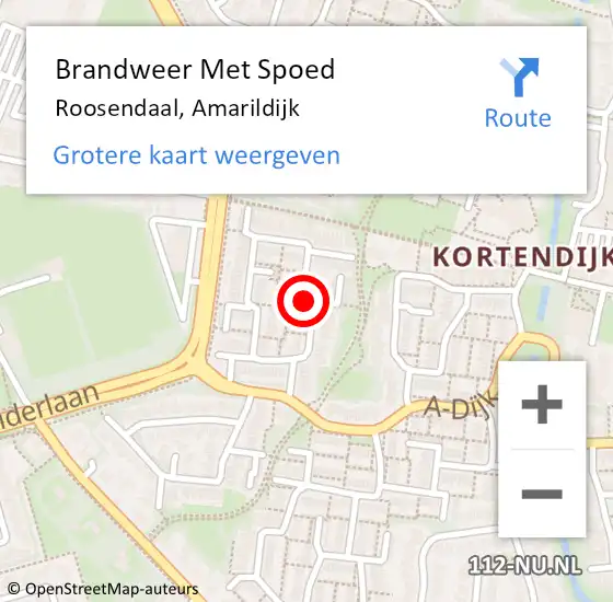 Locatie op kaart van de 112 melding: Brandweer Met Spoed Naar Roosendaal, Amarildijk op 25 juli 2020 16:03