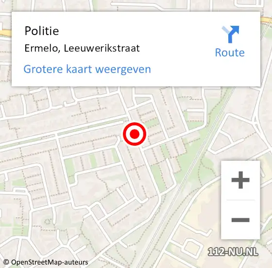 Locatie op kaart van de 112 melding: Politie Ermelo, Leeuwerikstraat op 25 juli 2020 16:37