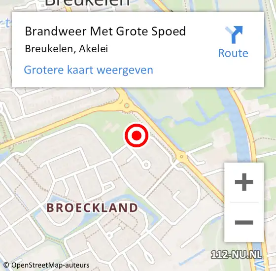 Locatie op kaart van de 112 melding: Brandweer Met Grote Spoed Naar Breukelen, Akelei op 25 juli 2020 17:04