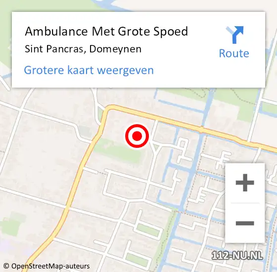 Locatie op kaart van de 112 melding: Ambulance Met Grote Spoed Naar Sint Pancras, Domeynen op 25 juli 2020 17:14