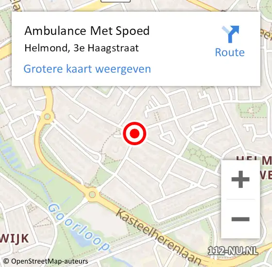 Locatie op kaart van de 112 melding: Ambulance Met Spoed Naar Helmond, 3e Haagstraat op 25 juli 2020 17:17