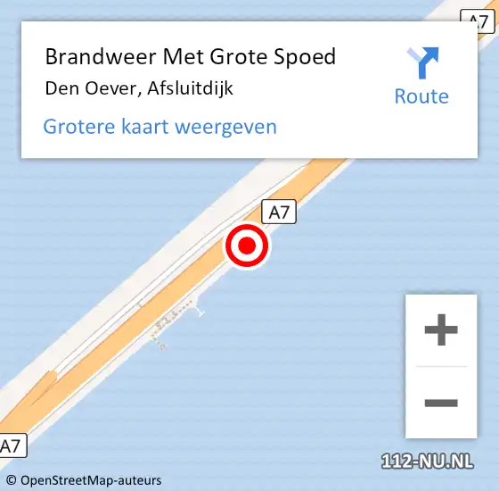 Locatie op kaart van de 112 melding: Brandweer Met Grote Spoed Naar Den Oever, Afsluitdijk op 13 mei 2014 18:36