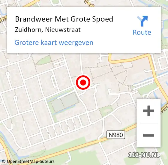 Locatie op kaart van de 112 melding: Brandweer Met Grote Spoed Naar Zuidhorn, Nieuwstraat op 13 mei 2014 18:39