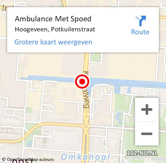 Locatie op kaart van de 112 melding: Ambulance Met Spoed Naar Hoogeveen, Potkuilenstraat op 13 mei 2014 18:44