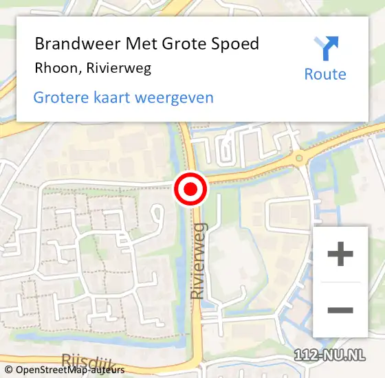 Locatie op kaart van de 112 melding: Brandweer Met Grote Spoed Naar Rhoon, Rivierweg op 25 juli 2020 21:26