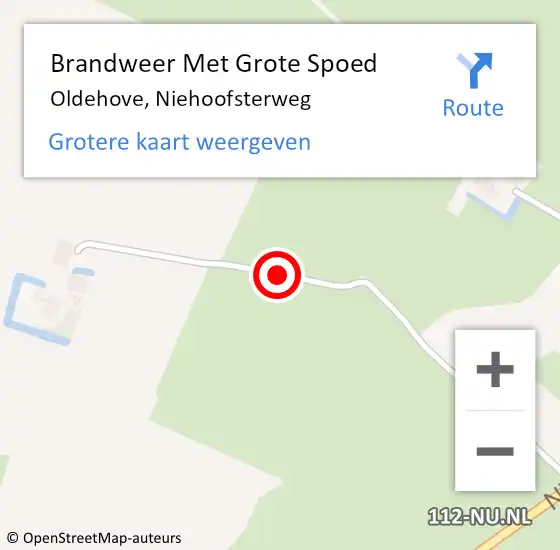 Locatie op kaart van de 112 melding: Brandweer Met Grote Spoed Naar Oldehove, Niehoofsterweg op 25 juli 2020 22:25