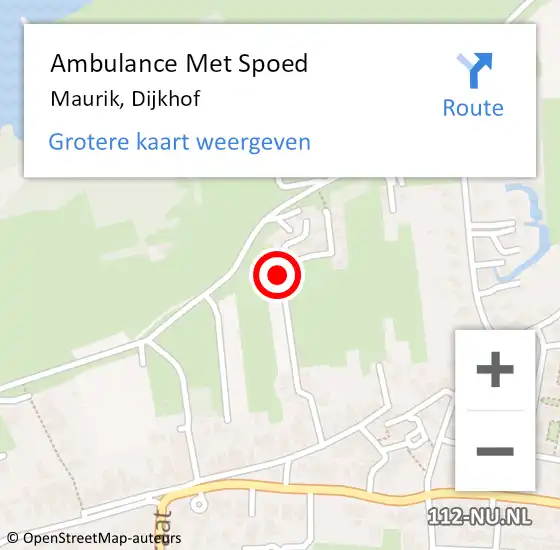 Locatie op kaart van de 112 melding: Ambulance Met Spoed Naar Maurik, Dijkhof op 25 juli 2020 22:27