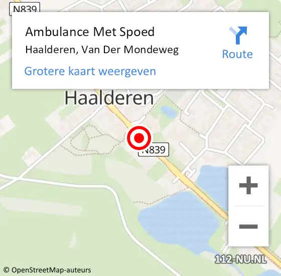 Locatie op kaart van de 112 melding: Ambulance Met Spoed Naar Haalderen, Van Der Mondeweg op 26 juli 2020 00:43