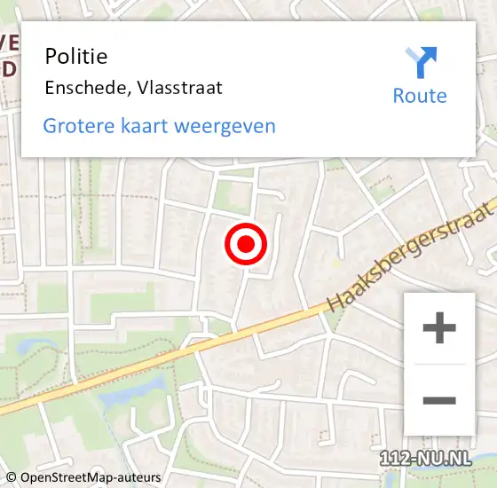 Locatie op kaart van de 112 melding: Politie Enschede, Vlasstraat op 26 juli 2020 00:44