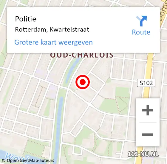 Locatie op kaart van de 112 melding: Politie Rotterdam, Kwartelstraat op 26 juli 2020 01:22