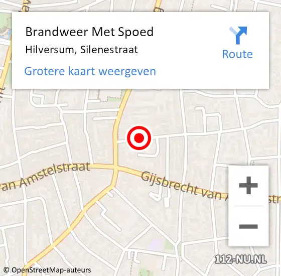 Locatie op kaart van de 112 melding: Brandweer Met Spoed Naar Hilversum, Silenestraat op 26 juli 2020 02:04