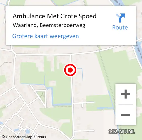 Locatie op kaart van de 112 melding: Ambulance Met Grote Spoed Naar Waarland, Beemsterboerweg op 26 juli 2020 04:47