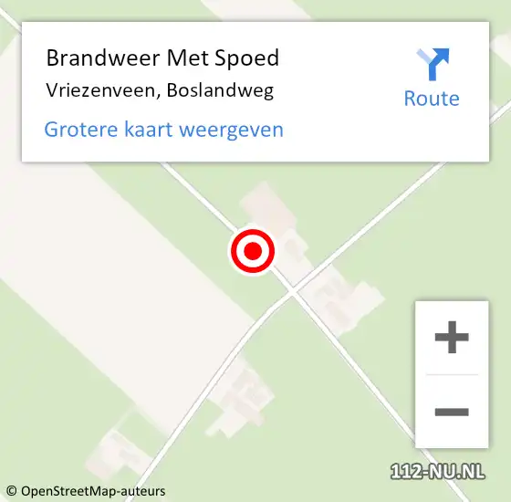 Locatie op kaart van de 112 melding: Brandweer Met Spoed Naar Vriezenveen, Boslandweg op 26 juli 2020 06:25