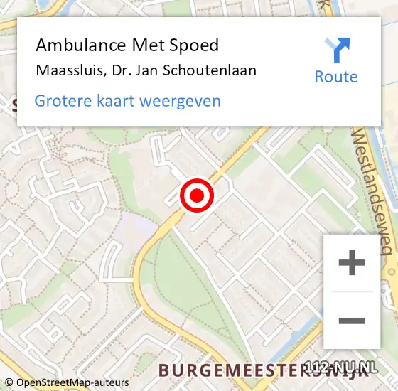 Locatie op kaart van de 112 melding: Ambulance Met Spoed Naar Maassluis, Dr. Jan Schoutenlaan op 26 juli 2020 08:37