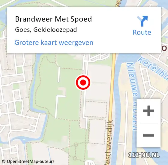 Locatie op kaart van de 112 melding: Brandweer Met Spoed Naar Goes, Geldeloozepad op 13 mei 2014 19:29