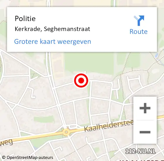 Locatie op kaart van de 112 melding: Politie Kerkrade, Seghemanstraat op 26 juli 2020 09:58