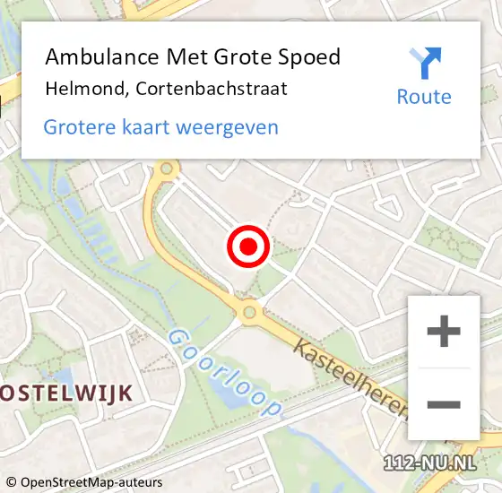 Locatie op kaart van de 112 melding: Ambulance Met Grote Spoed Naar Helmond, Cortenbachstraat op 26 juli 2020 10:06