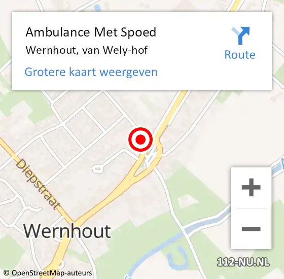 Locatie op kaart van de 112 melding: Ambulance Met Spoed Naar Wernhout, van Wely-hof op 13 mei 2014 19:41