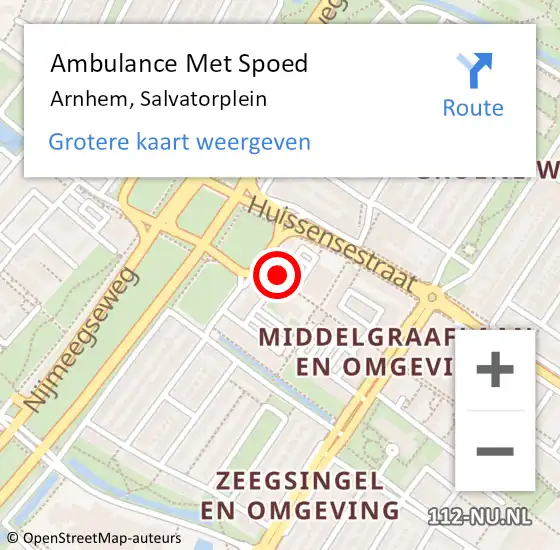Locatie op kaart van de 112 melding: Ambulance Met Spoed Naar Arnhem, Salvatorplein op 26 juli 2020 13:32