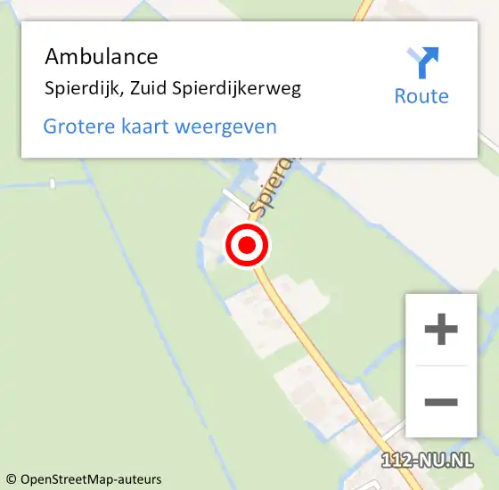 Locatie op kaart van de 112 melding: Ambulance Spierdijk, Zuid Spierdijkerweg op 26 juli 2020 13:38