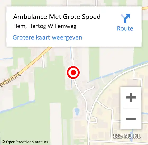 Locatie op kaart van de 112 melding: Ambulance Met Grote Spoed Naar Hem, Hertog Willemweg op 26 juli 2020 13:57