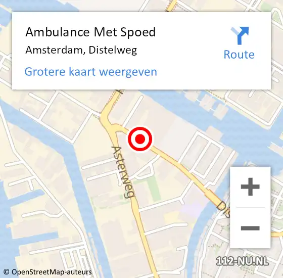 Locatie op kaart van de 112 melding: Ambulance Met Spoed Naar Amsterdam, Distelweg op 26 juli 2020 14:17