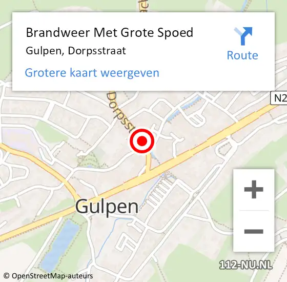 Locatie op kaart van de 112 melding: Brandweer Met Grote Spoed Naar Gulpen, Dorpsstraat op 26 juli 2020 15:23