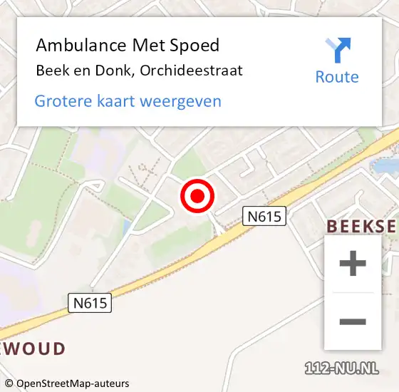 Locatie op kaart van de 112 melding: Ambulance Met Spoed Naar Beek en Donk, Orchideestraat op 26 juli 2020 15:31