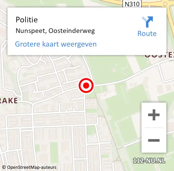 Locatie op kaart van de 112 melding: Politie Nunspeet, Oosteinderweg op 26 juli 2020 15:34