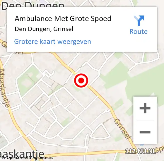 Locatie op kaart van de 112 melding: Ambulance Met Grote Spoed Naar Den Dungen, Grinsel op 26 juli 2020 15:49