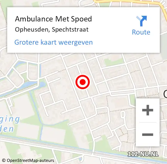 Locatie op kaart van de 112 melding: Ambulance Met Spoed Naar Opheusden, Spechtstraat op 26 juli 2020 17:32