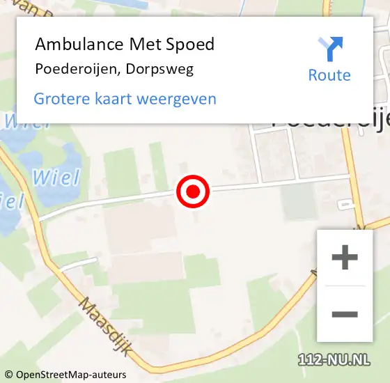 Locatie op kaart van de 112 melding: Ambulance Met Spoed Naar Poederoijen, Dorpsweg op 26 juli 2020 17:49