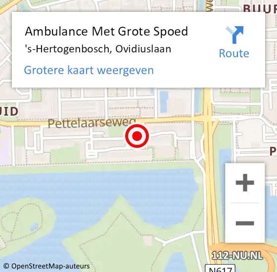 Locatie op kaart van de 112 melding: Ambulance Met Grote Spoed Naar 's-Hertogenbosch, Ovidiuslaan op 26 juli 2020 18:39