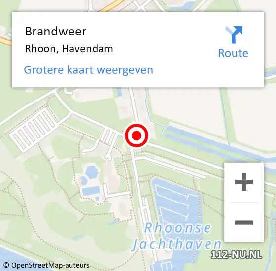 Locatie op kaart van de 112 melding: Brandweer Rhoon, Havendam op 26 juli 2020 20:38