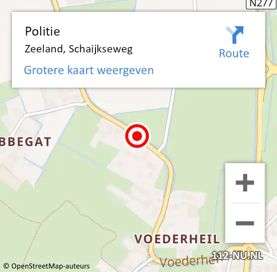 Locatie op kaart van de 112 melding: Politie Zeeland, Schaijkseweg op 26 juli 2020 21:06