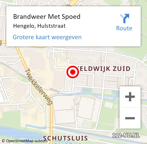 Locatie op kaart van de 112 melding: Brandweer Met Spoed Naar Hengelo, Hulststraat op 26 juli 2020 22:07