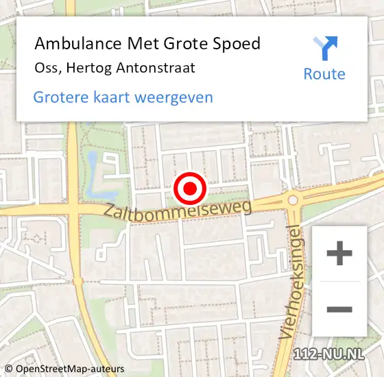 Locatie op kaart van de 112 melding: Ambulance Met Grote Spoed Naar Oss, Hertog Antonstraat op 26 juli 2020 22:55
