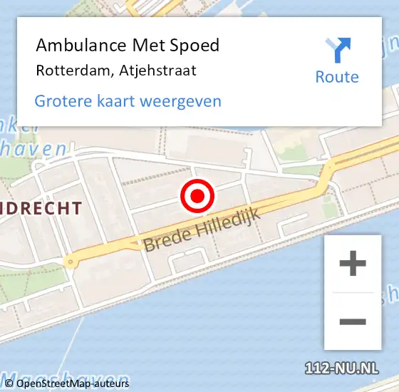 Locatie op kaart van de 112 melding: Ambulance Met Spoed Naar Rotterdam, Atjehstraat op 27 juli 2020 03:30