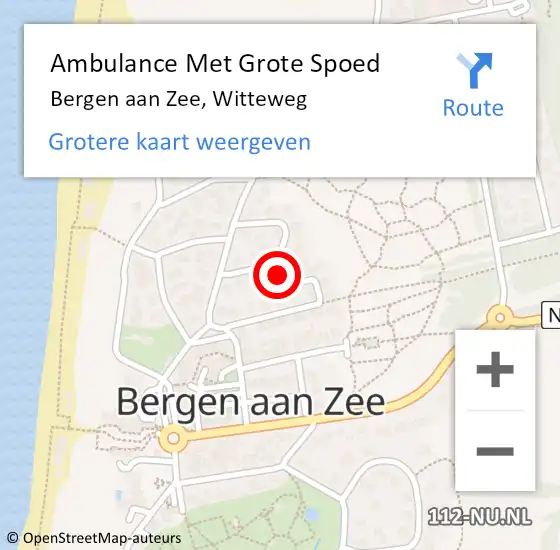 Locatie op kaart van de 112 melding: Ambulance Met Grote Spoed Naar Bergen aan Zee, Witteweg op 27 juli 2020 04:43
