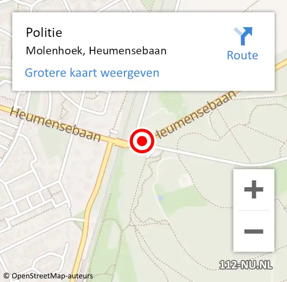 Locatie op kaart van de 112 melding: Politie Molenhoek, Heumensebaan op 27 juli 2020 07:41