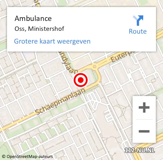 Locatie op kaart van de 112 melding: Ambulance Oss, Ministershof op 27 juli 2020 08:56