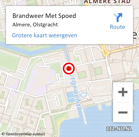 Locatie op kaart van de 112 melding: Brandweer Met Spoed Naar Almere, Olstgracht op 27 juli 2020 09:16