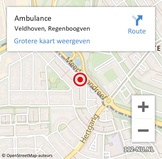 Locatie op kaart van de 112 melding: Ambulance Veldhoven, Regenboogven op 27 juli 2020 09:22