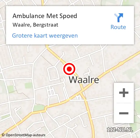 Locatie op kaart van de 112 melding: Ambulance Met Spoed Naar Waalre, Bergstraat op 27 juli 2020 09:38