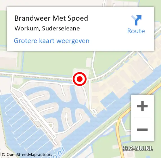 Locatie op kaart van de 112 melding: Brandweer Met Spoed Naar Workum, Suderseleane op 27 juli 2020 11:57