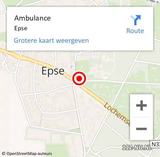 Locatie op kaart van de 112 melding: Ambulance Epse op 27 juli 2020 12:28