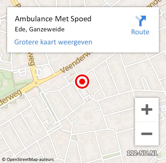 Locatie op kaart van de 112 melding: Ambulance Met Spoed Naar Ede, Ganzeweide op 27 juli 2020 12:33