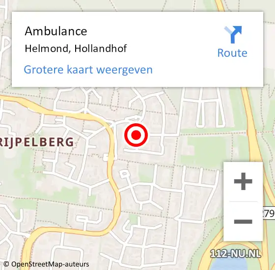 Locatie op kaart van de 112 melding: Ambulance Helmond, Hollandhof op 27 juli 2020 13:26